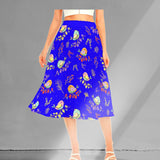 Little Love Birds Skirt, Cute Birds, Blue Long Skirt with Birds, Long Chiffon Skirt