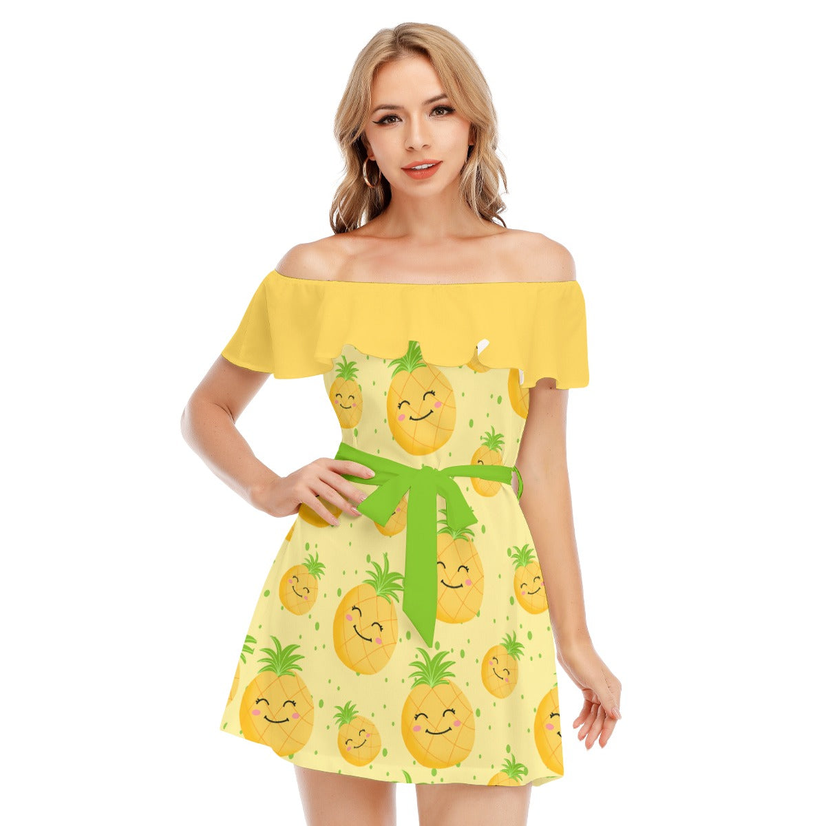 pineapple off the shoulder dress Pineapple Off Shoulder Dress